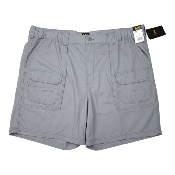 Lee Mens Regular Fit Cargo Shorts Gray Size 42 Cotton 7" Inseam Secure Pockets - Picture 1 of 10
